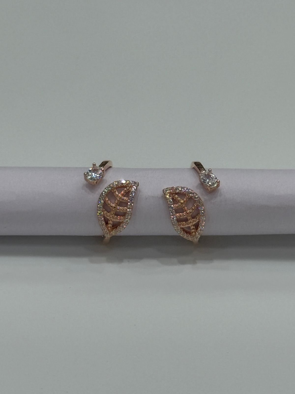 92.5 Silver Rose Gold Leaf Toe Ring